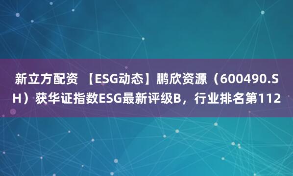 新立方配资 【ESG动态】鹏欣资源（600490.SH）获华证指数ESG最新评级B，行业排名第112